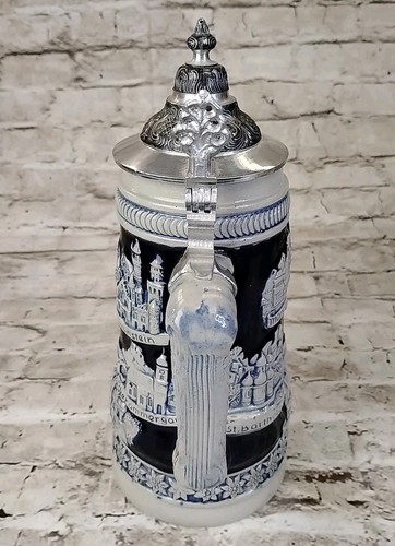 Vintage Original Handarbeit Gerz West Germany Glazed Lidded Beer Stein-9”H (5) - Picture 2 of 6