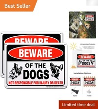 2 Pack Beware of Dog Warning Signs, 10x7in, High Visibility for Home  Business