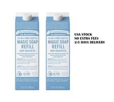 Dr. Bronner's Pure-Castile Liquid Soap - Unscented 2 x 32 oz carton 