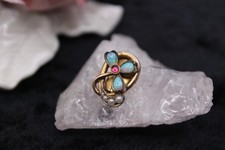 Jugendstil Antiker Walzgold Kettenschieber mit Opal und Perle Blumenmuster