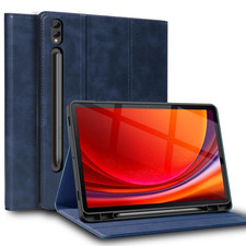 Coque En Cuir Véritable Pour Samsung Galaxy Tab S8+ Plus, S7+ Plus/S7 FE 12,4 Po