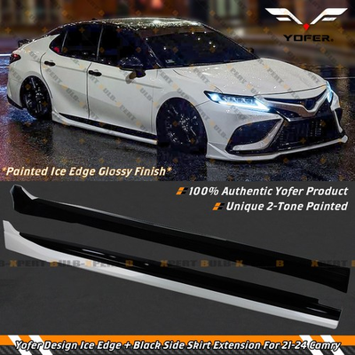 #ad #ad For 21 24 Toyota Camry 8th Gen Yofer Ice Edge Black 2 Tone Side Skirt Extension $176.99
