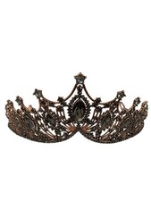 Tiara Crown Rose Gold Rhinestone Smoky Crystal Bridal Wedding Prom Costume