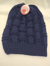 Slouch Hat Winter Baggy Ski Beanie Floppy Stocking Cap Navy Blue Knit Men Women