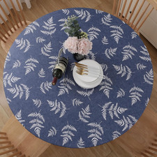 Round Vinyl Fitted Tablecloth, Waterproof Elastic Table Covers Wipeable Flannel