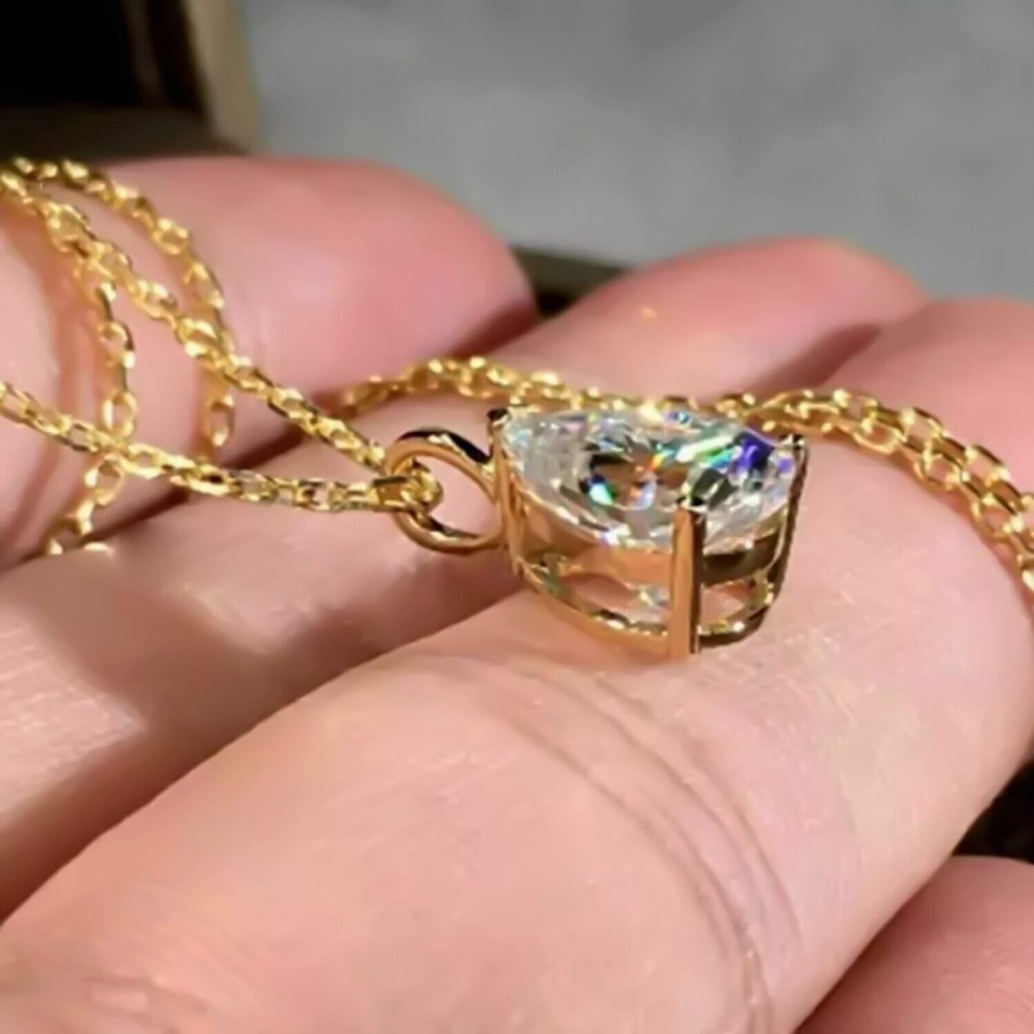 4.85 Ct Pear Cut White Diamond Solitaire Pendant 14k White Gold Certified Gift