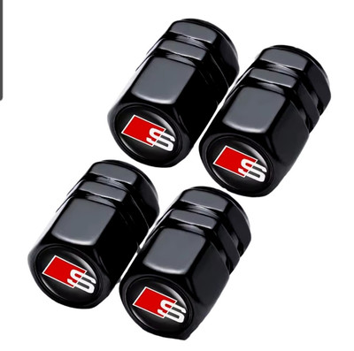  4 Ventilkappen Audi S line Style Schwarz Eloxiert aus Metall  
