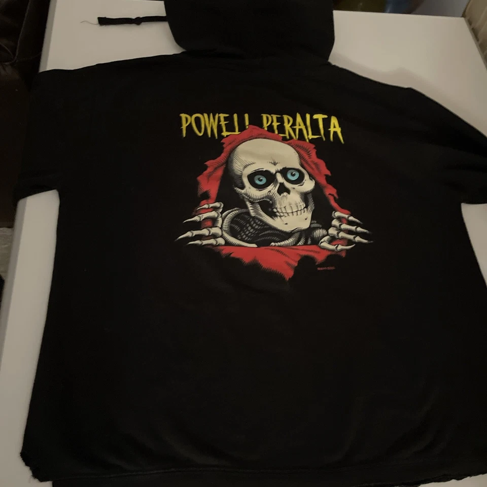 Moletom com capuz Powell Peralta esqueleto masculino M preto skate rasgado - Imagem 3 de 4