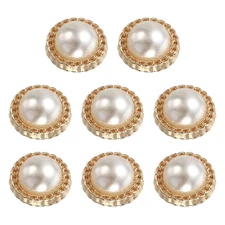 8pcs Metal Button 18mm Round Pearl Sewing Buttons for Craft DIY, Gold