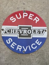 Vintage Super Chevrolet Service Porcelain Sign 12 Vintage Super Chevrolet Service Porcelain Sign 12