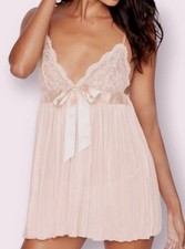VICTORIA'S SECRET Women's Babydoll Pleated Lingerie, Size XL, Light Pink NWT