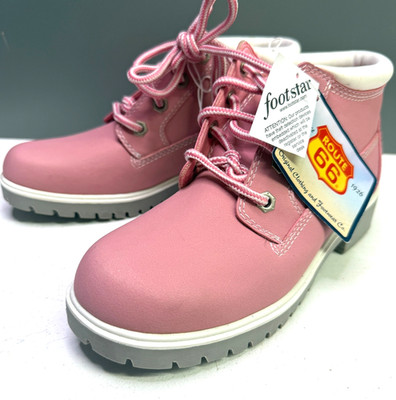 ~Size 5.5~ Route 66 Women s Rose Pink Suede Ankle Boots with White Trim **Read**