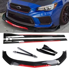 For Subaru WRX STI Front Bumper Lip Splitter Spoiler Glossy Black Red Body Kit