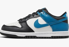 Nike Dunk Low Big Kids' Shoes Summit White/Black/White/Industrial Blue Size 5.5