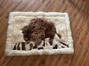 Buffalo Animal Print Beige Brown White 32 x 48 in Rectangle Rug