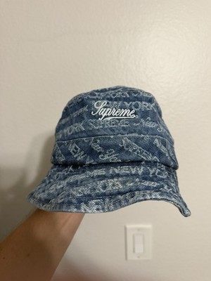 Supreme Jacquard Brand New Multi Type Denim Crusher Bucket Hat FW22 Size M/L 