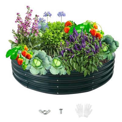 Zbzbml Durable Round Steel Raised Garden Bed Painted Planting