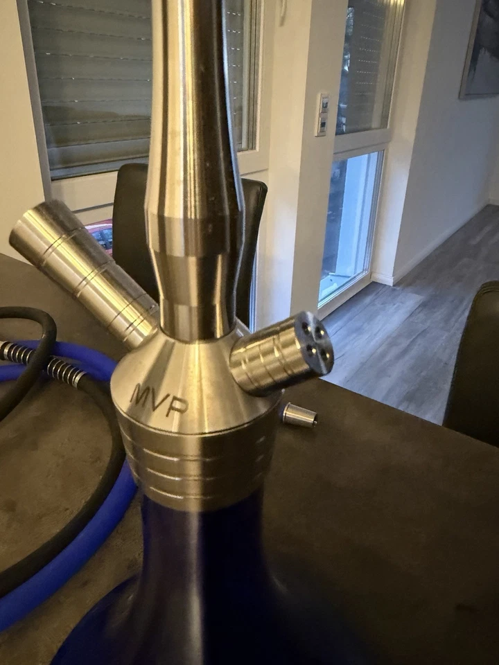 Aladin MVP 360 Shisha Edelstahl In Blau mit 2 Schläuchen 3x Benutzt Wie Neu - Bild 4 von 4