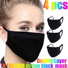 4pcs OR 1pcs SOFT Cotton Face Black Mask Double Layer Reusable and Washable
