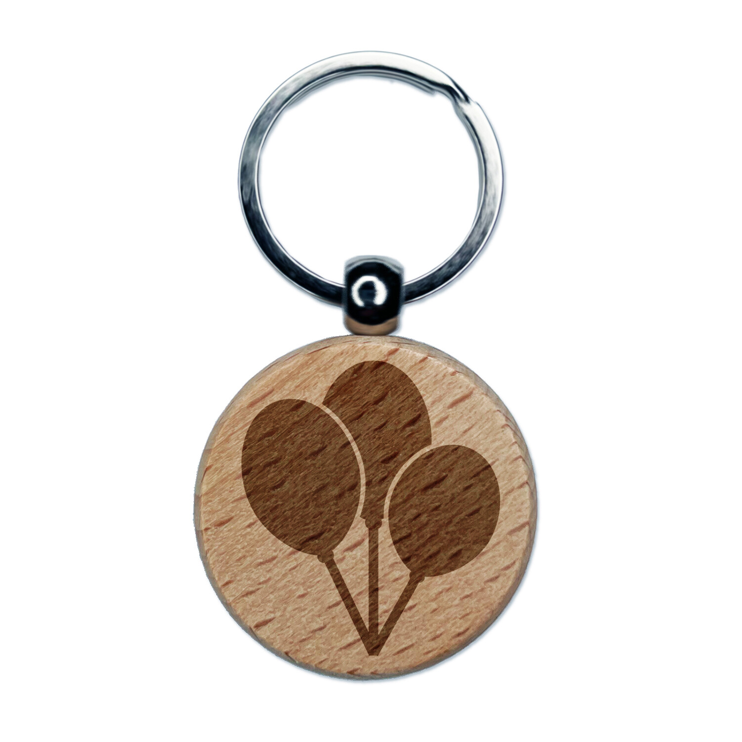 Globos de cumpleaños trío madera grabada redondo llavero etiqueta encanto