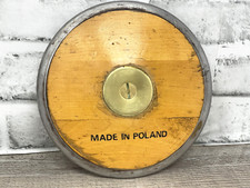 Vtg Wood  Brass Track  Field 7.25" Discus Made in Poland Stamped 1000  477