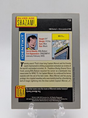 💥 DC Comics SILVER AGE SHAZAM #14 1992 Hero Heritage Trading Card