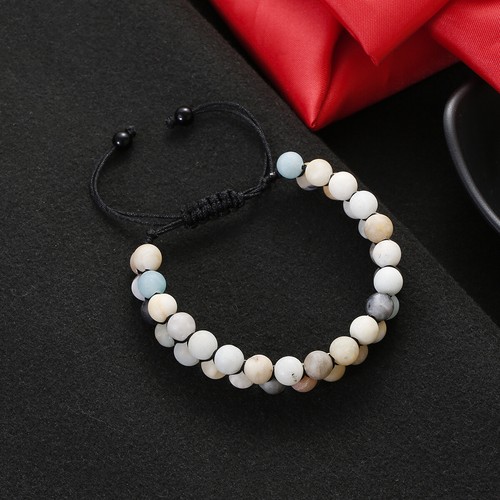 8mm Amazonite Double Row Bracelet for Men Therpay Chakra Stone Bagle Gift Adjust - Picture 8 of 10