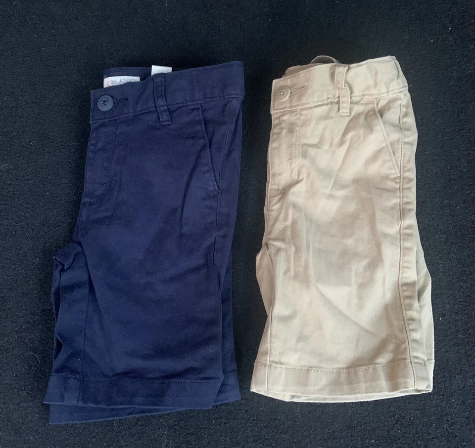 Lote de 2 Pantalones Cortos Uniformes Ajustables Niños Lugar Niña Talla 4 Azul Marino/Beige Foto 2 de 4