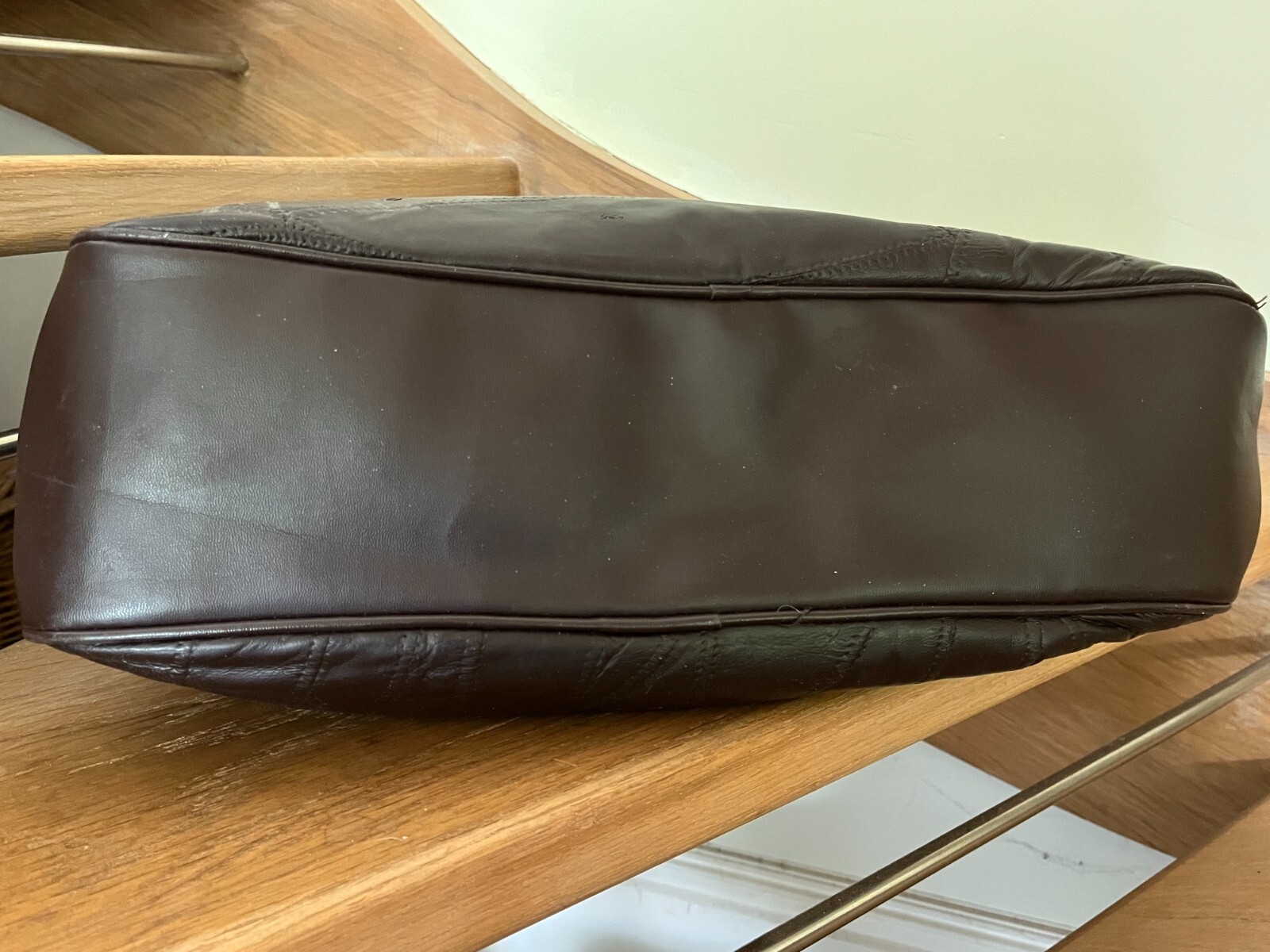 Cotton Traders Brown Leather Patchwork Stylish Zi… - image 8