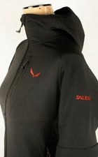 SALEWA Puez Polarlite Women's Hooded Softshell Jacket Black Sz 16