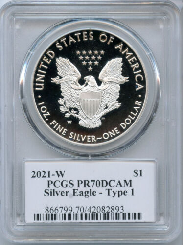 2021-W Americano de Plata Prueba Águila 1 OZ Moneda PR70 DCAM Thomas Cleveland - - Imagen 2 de 2