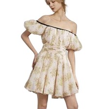 Jing Antoinette Rococo Dress Off Shoulder Women’s Size M Mini Length Floral Pink