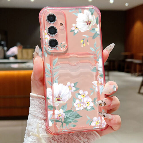 Für Samsung S25 Ultra S24 FE S23 A16 A15 A55 Karten Tasche Blume Slim Case Hülle - Bild 11 von 12