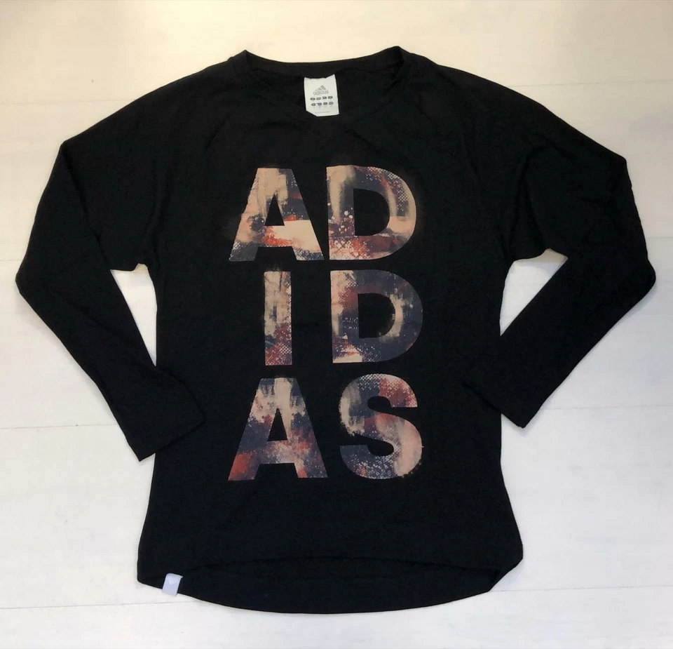 7130 Bis Adidas Langarm T-Shirt Damen Fitness Freizeit Schwarz