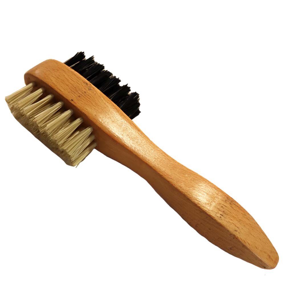 2 Sided Shoe Brush Set Cleaning Kit Black Brown Polish Leather Boot