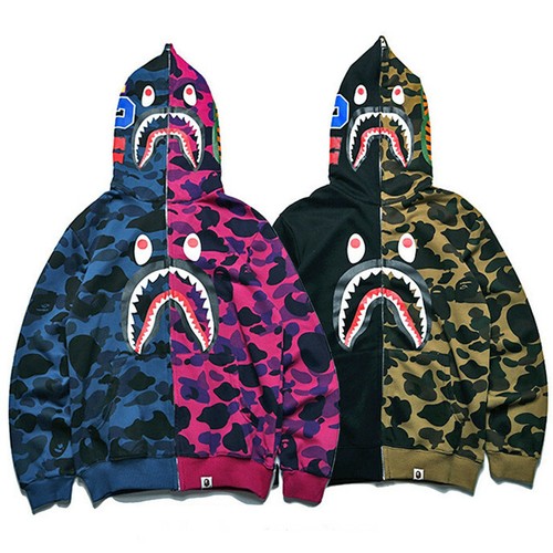 Men Jacket Shark Head Camo Full Zip 