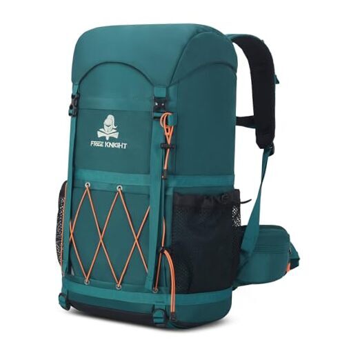 40L Waterproof Hiking Backpack with Rain Cover, Outdoor Sport Blue Green