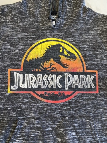 Jurassic Park World Hoodie Sweatshirt Gray Logo Pullover Size Medium Men’s - Picture 2 of 7