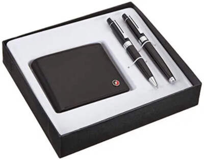 Sheaffer 300 Black Finish Ballpoint Pen and Fountain Pen M Nib with Wallet for M