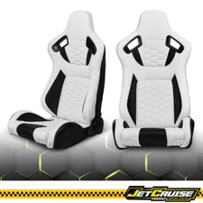 Universal Reclinable Racing Seat Honeycomb + Dual Slider x2 WH Black PU Carbon