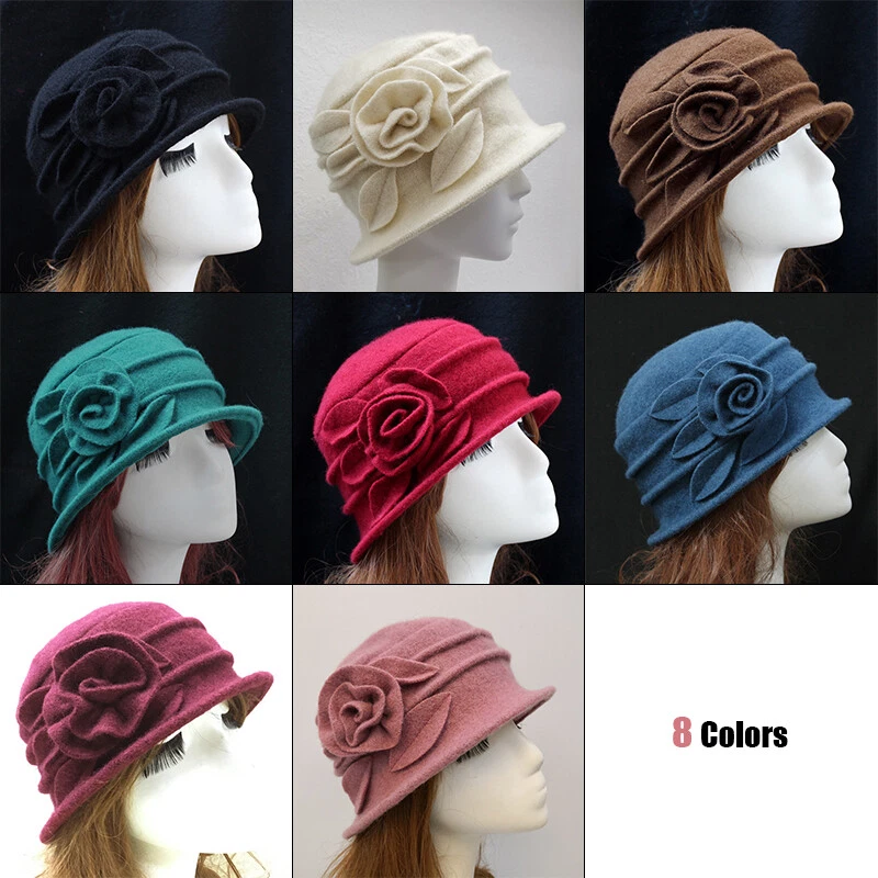 Vintage Elegant Wool Bucket Women's Cloche Beanies Beret Winter Hat - Image 3 of 4