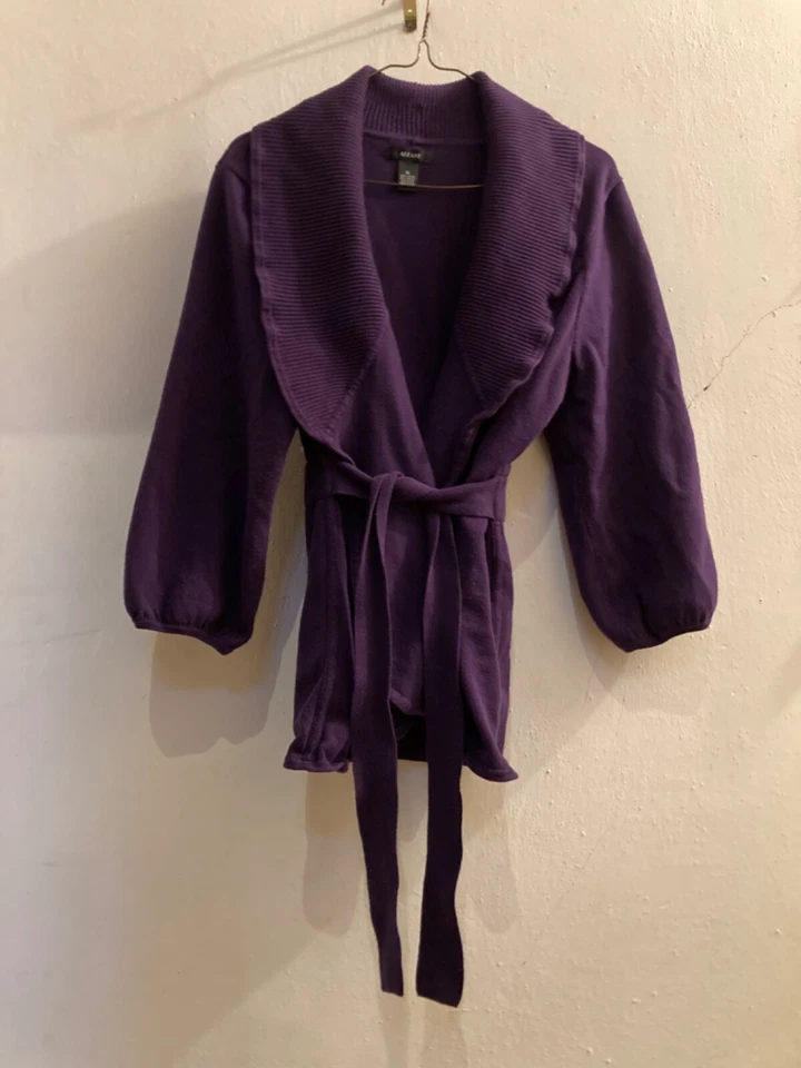 Chaqueta para mujer Alfani violeta con cinturón manga 3/4, talla XL, hecha en China Foto 2 de 4