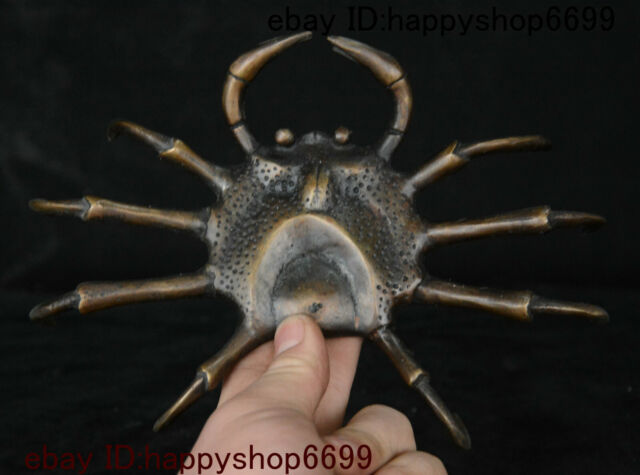 Collect Chinese Dynasty Palace Copper Bronze Fengshui Animal Crab Wealth Statue QR11596