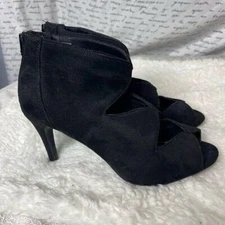 IMB suede black boot shoes with peep hole size 7