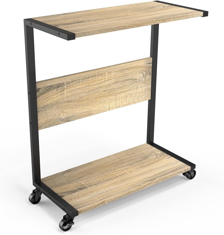 Office Home Mobile Cart for Books, Printer, Computer CPU Organizing - Oak Color