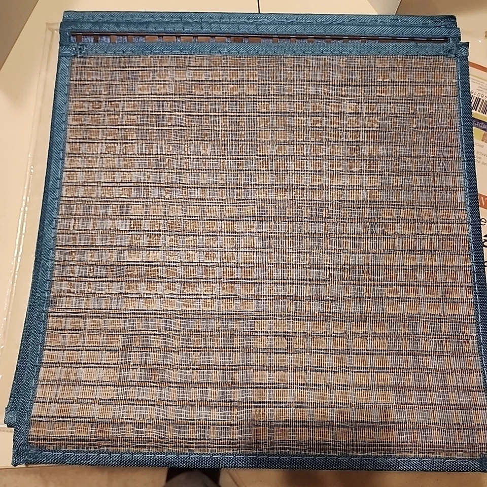 Benson Mills Checkered  Bamboo Placemat Square  15" x 15" - Set of 4 Blue/Brown - Image 2 of 4