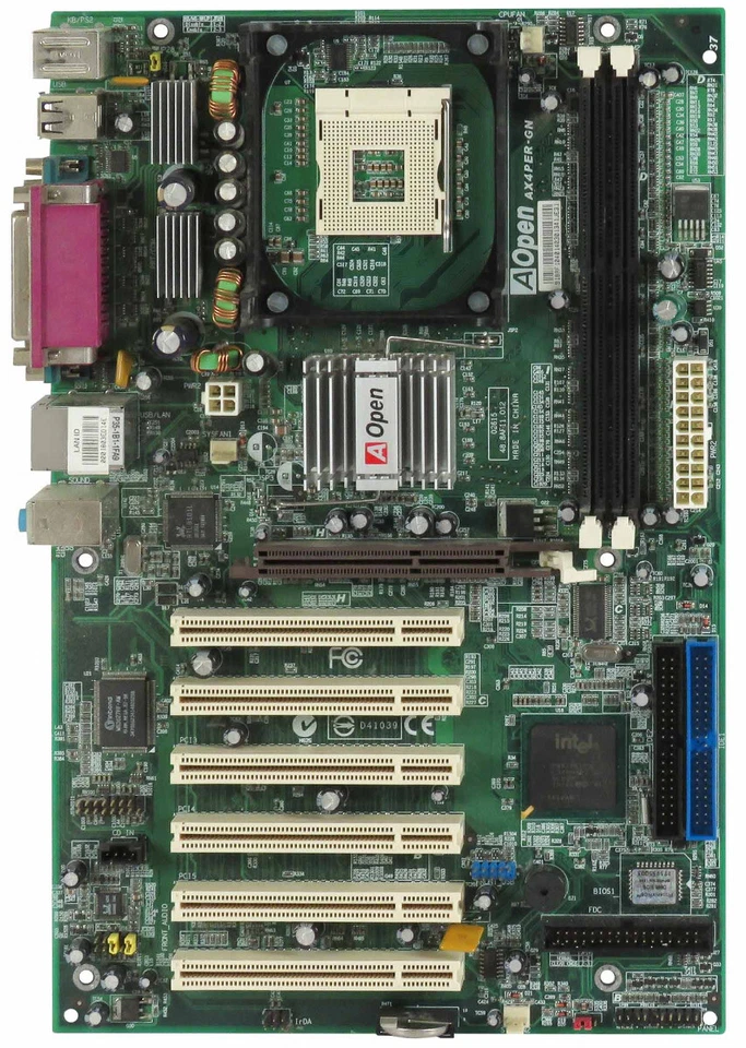 AOPEN AX4PER-GN Socket 478 2x DDR Intel 84PE AGP 6x PCI Ide / Ata ATX - Image 2 of 2