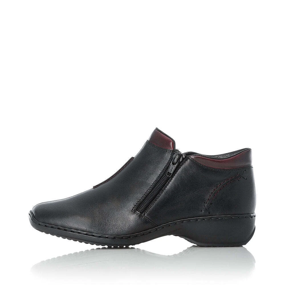 Rieker Ladies Black Leather Twin Zip Ankle Boots L3882 00