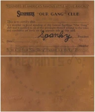 SUNFREZE OUR GANG CLUB MEMBERSHIP CARD - VINTAGE REPRINT