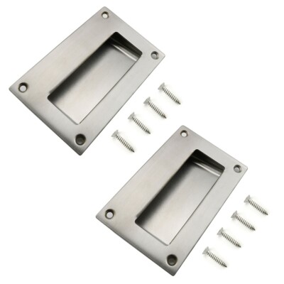2Pcs 5x3.2 inch Hidden Recessed Pull Handle Stainless Steel Square Flush Handle